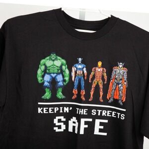 Marvel Mad Engine T-Shirt Mens XL Black Avengers 8-Bit Pixel Art Graphic Tee